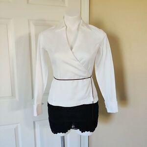 Ann Taylor LOFT cotton wrap blouse sz 2P